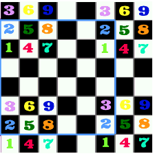 We've marked where the corners go on the main board using numbers 1-9.